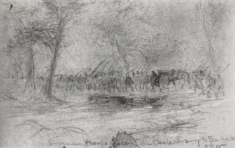 Alfred R. Waud Sumner Crossing Chichahominey,Battle of Seven Pines May 31 China oil painting art